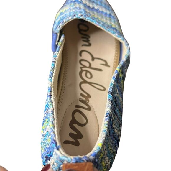 SAM EDELMAN Khloe Blue Stripe Raffia Slip On Espadrille Flats Women's Size 7.5 - Picture 6 of 8